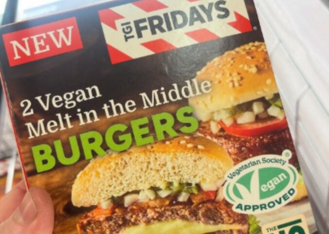 A vegan melt in the middle vegan cheeseburger from TGI Fridays