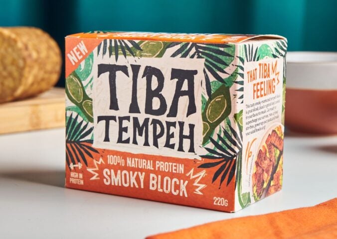 A packet of Tiba Tempeh in smoky flavor