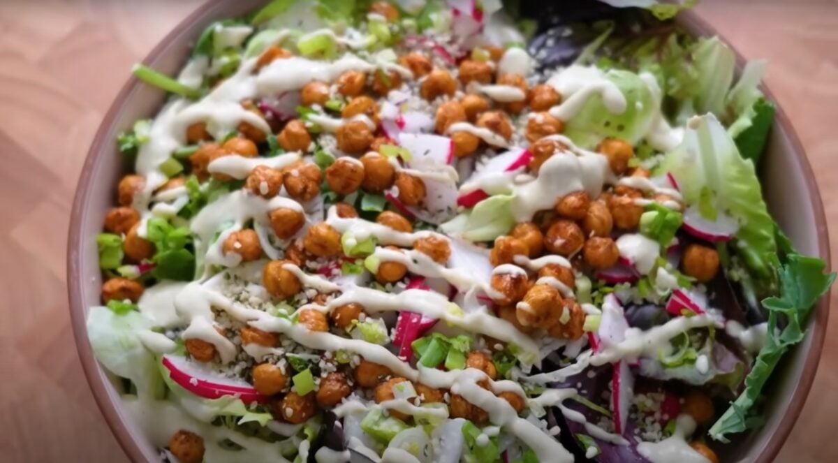 A vegan caesar salad, one of Tom Brady's favorite plant-based meals