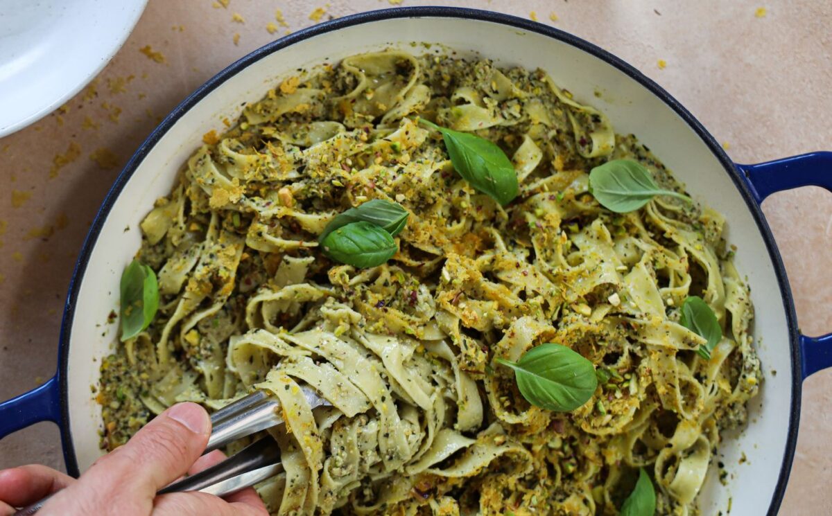 pistachio is the trending flavor of 2025 so enjoy pistachio in this fettucine